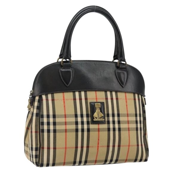 Burberrys Nova Check Hand Bag Canvas Beige Auth bs29129 - Picture 1 of 15